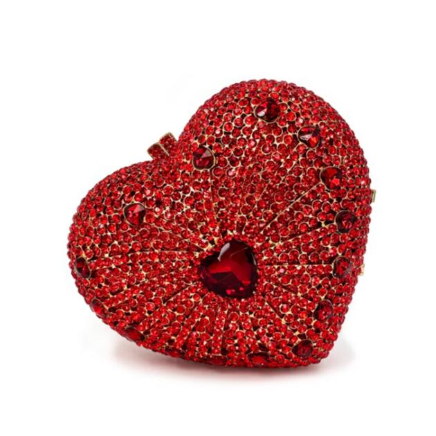 Heart Shaped Crystal Bag - Red