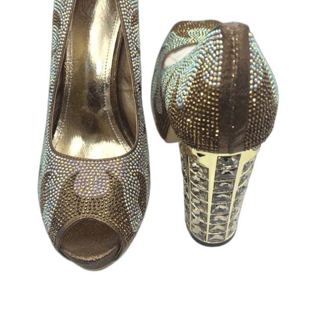 Studded High Heel Shoes – Gold
