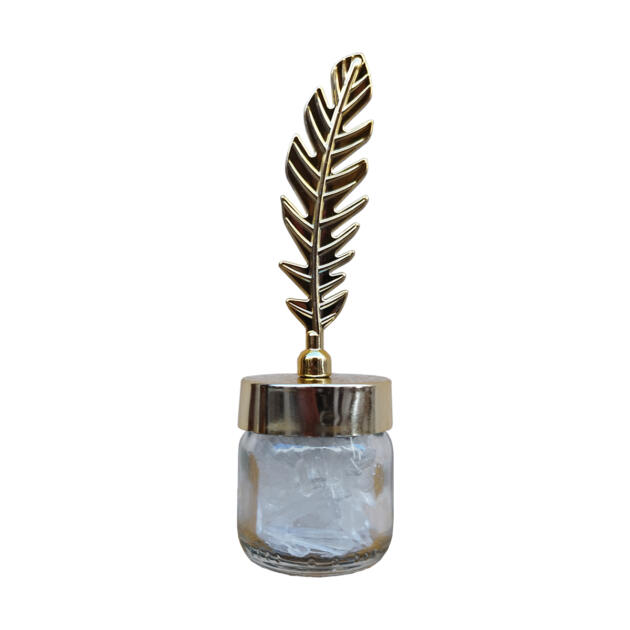 Gold Feather Pen with Ink Jar