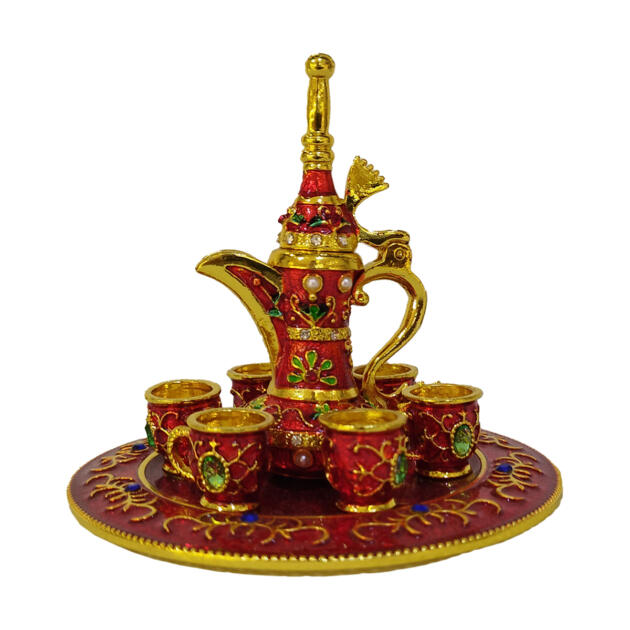 Red Tea Set with Tray